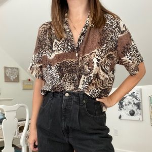 Cheetah/leopard Print Silk Resort Shirt
